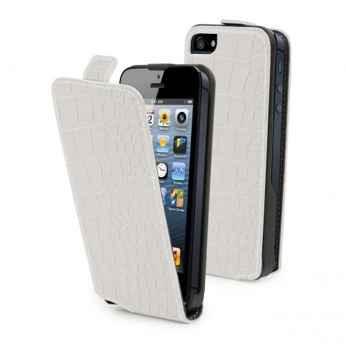 Muvit Etui Clapet Slim Blanc Croco Apple Iphone 5