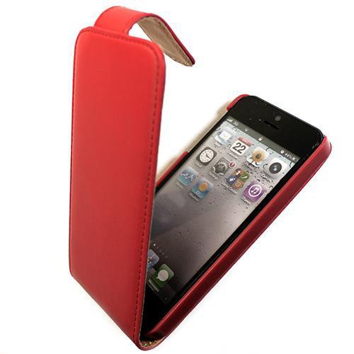 Housse à rabat ROUGE/BEIGE pour Apple iPhone 5 Nou