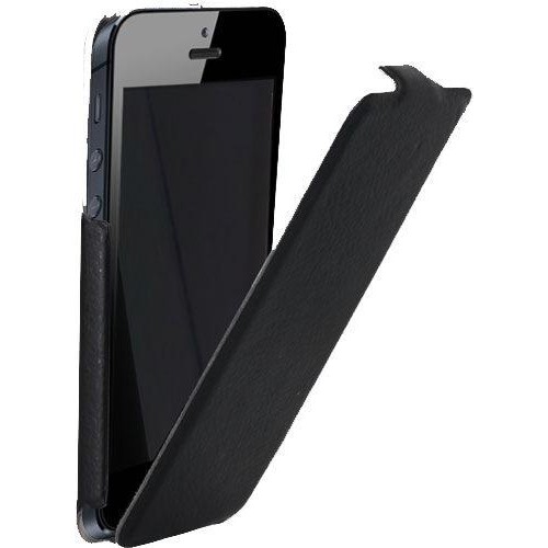 Etui coque noir finition cuir grainé pour iPhone 5