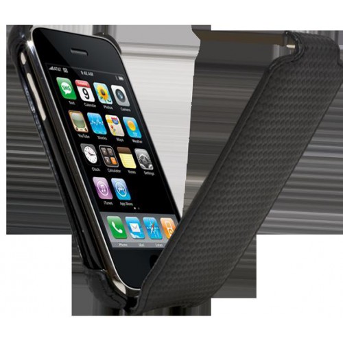 Etui coque noir effet carbone pour iPhone 3G/3GS N