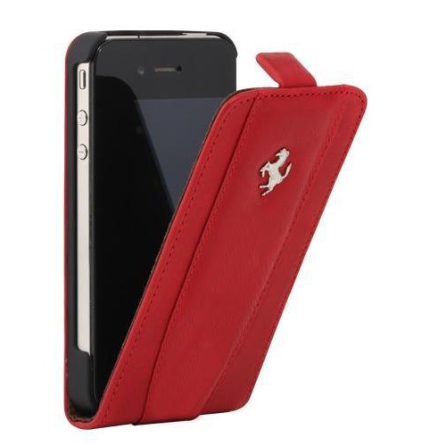 Etui coque Ferrari en cuir rouge pour iPhone 4/4S