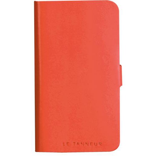 Etui folio en cuir pleine fleur orange Le Tanneur