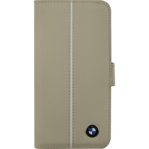 Etui à rabat BMW en cuir beige pour iPhone 5/5S No