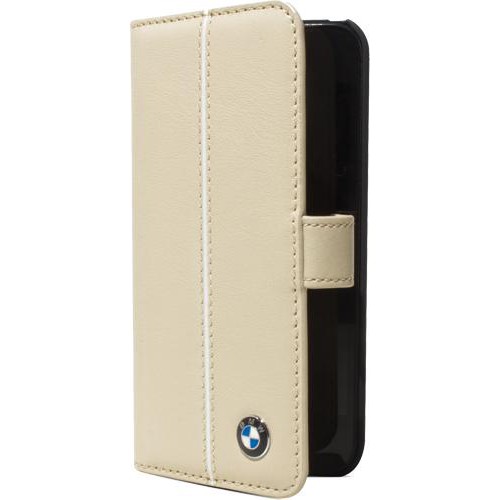 Etui à rabat BMW en cuir beige pour iPhone 4/4S No