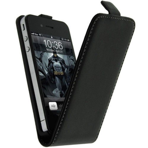 Etui à rabat en cuir Noir pour Apple iPhone 4S Nou