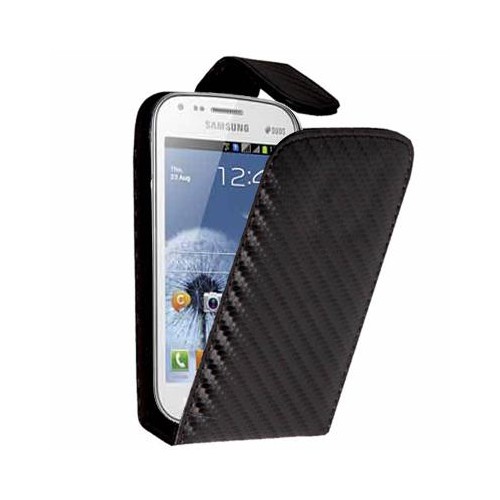 Etui Portefeuille Carbonne Noir pour Samsung S7560
