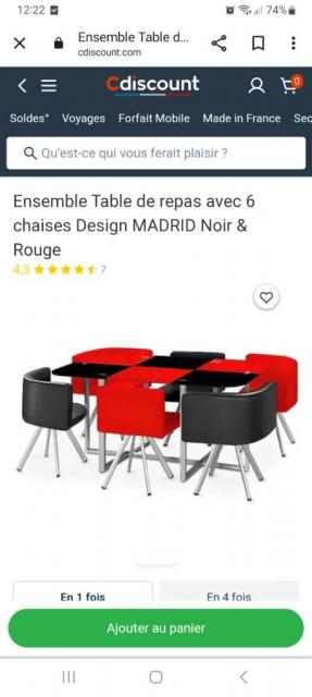 Ensemble Table 6 chaises
